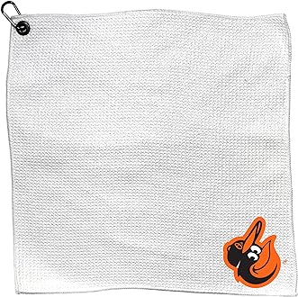 MLB MLB Microfiber Towel - 15" X 15" (White) with Carabiner Clip, Premium Microfiber with Deep Waffle Pockets- Superior Water Absorption and Quick Dry Golf Cleaning Towel