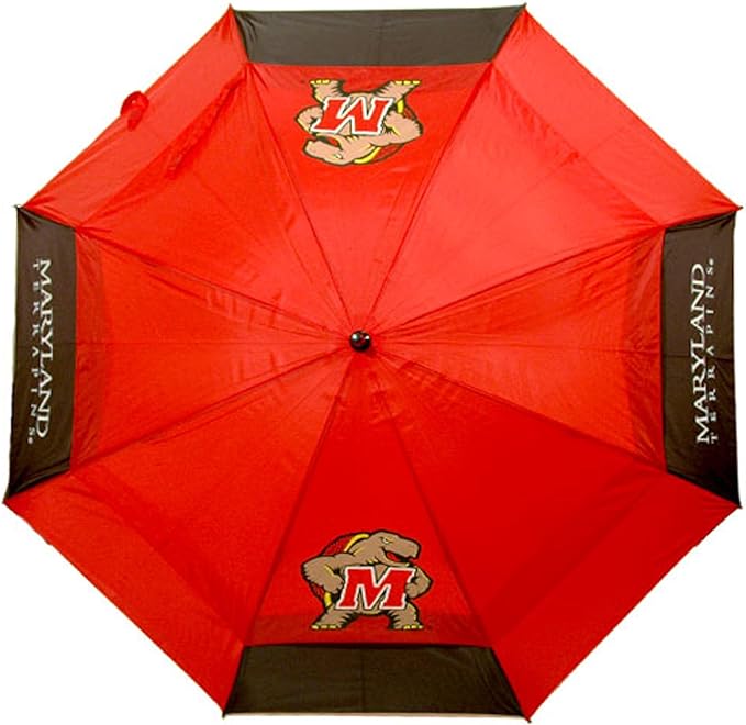 NCAA 62" Golf Umbrella with Protective Sheath, Double Canopy Wind Protection Design, Auto Open Button